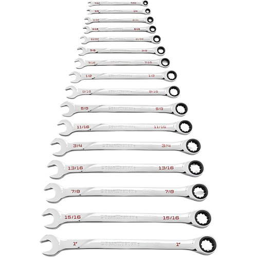 120XP Universal Spline XL SAE Wrench Set, Ratcheting Combination, 16 Pieces, Imperial Oxymax Inc