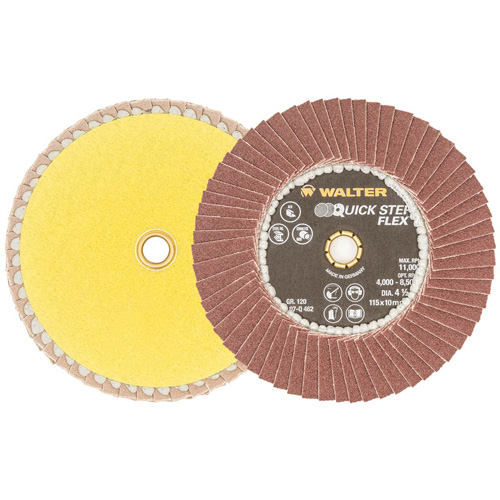 QUICK-STEP FLEX Flap Disc, 4-1/2" x Type 29, 120 Grit, Aluminum Oxide Oxymax Inc