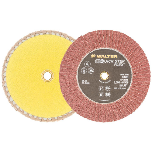 QUICK-STEP FLEX Flap Disc, 6" x Type 29, 60 Grit, Aluminum Oxide Oxymax Inc