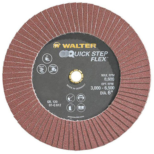 QUICK-STEP FLEX Flap Disc, 6" x Type 29, 120 Grit, Aluminum Oxide Oxymax Inc
