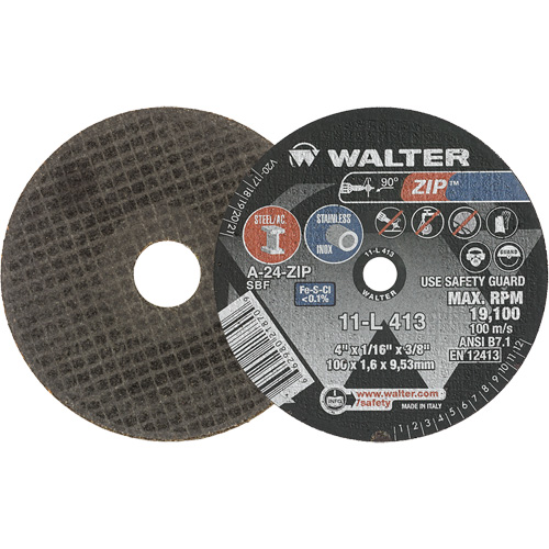 Zip Cut-Off Wheel, 4" x 1/16", 3/8" Arbor, Type 1, Aluminum Oxide, 19100 RPM Oxymax Inc
