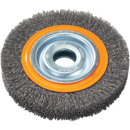 Wire Wheel Brush, 7" Dia., 0.118" Fill, 1-1/4" Arbor Oxymax Inc