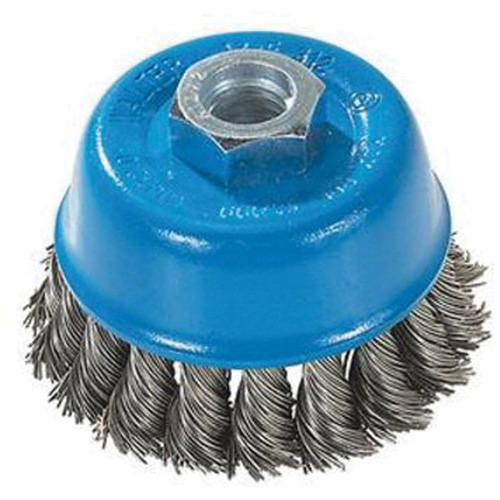Knot-Twisted Wire Cup Brush, 3" Dia. x M10x1.25 Arbor Oxymax Inc