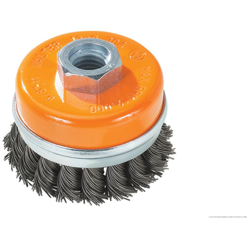 Knot-Twisted Wire Cup Brush with Ring, 4" Dia. x 5/8"-11 Arbor Oxymax Inc