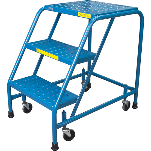 Escabeau roulant, 3 marches, Largeur de la marche 18", Hauteur de la plateforme 28", Acier Oxymax Inc