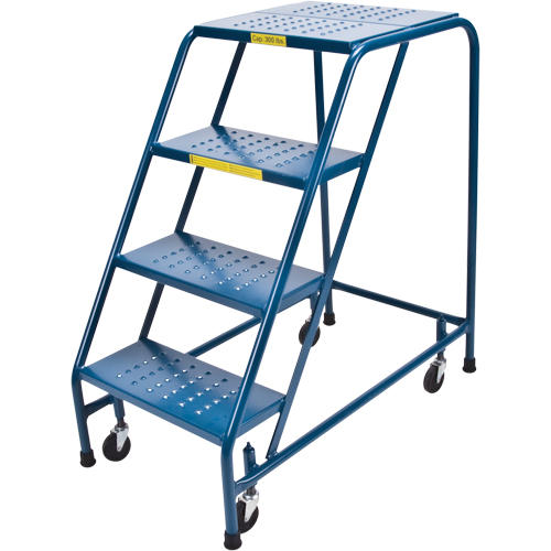 Rolling Step Ladder, 4 Steps, 18" Step Width, 37" Platform Height, Steel Oxymax Inc