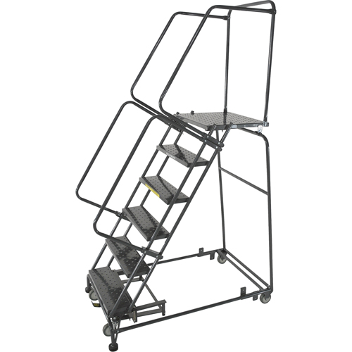 &eacute;chelles roulantes avec pied verrouillable activ&eacute; par le poids, 5 marches, Largeur de la marche 24", Hauteur de la plateforme 50", Acier Oxymax Inc