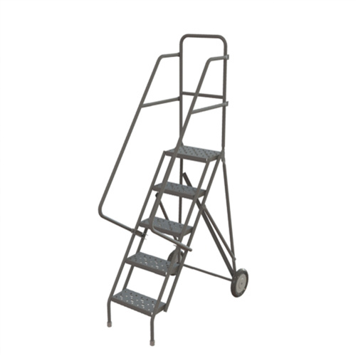 Steel Rolling Ladder, 5 Steps, 16" Step Width, 50" Platform Height, Steel Oxymax Inc