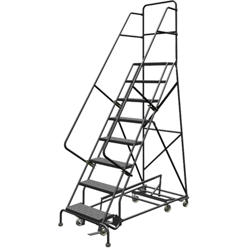 All Directional Rolling Ladder, 8 Steps, 24" Step Width, 80" Platform Height, Steel Oxymax Inc