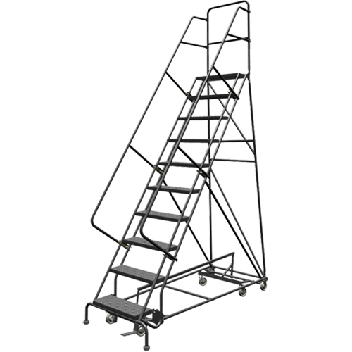 &eacute;chelles roulantes multidirectionnelles, 10 marches, Largeur de la marche 24", Hauteur de la plateforme 100", Acier Oxymax Inc