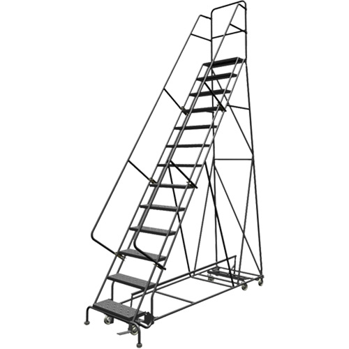All Directional Rolling Ladder, 13 Steps, 24" Step Width, 130" Platform Height, Steel Oxymax Inc