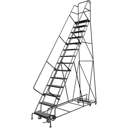 &eacute;chelles roulantes multidirectionnelles, 14 marches, Largeur de la marche 24", Hauteur de la plateforme 140", Acier Oxymax Inc