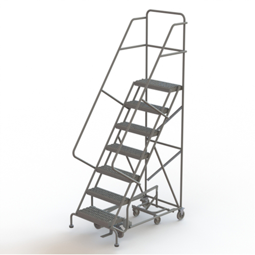 All Directional Rolling Ladder, 7 Steps, 24" Step Width, 70" Platform Height, Steel Oxymax Inc