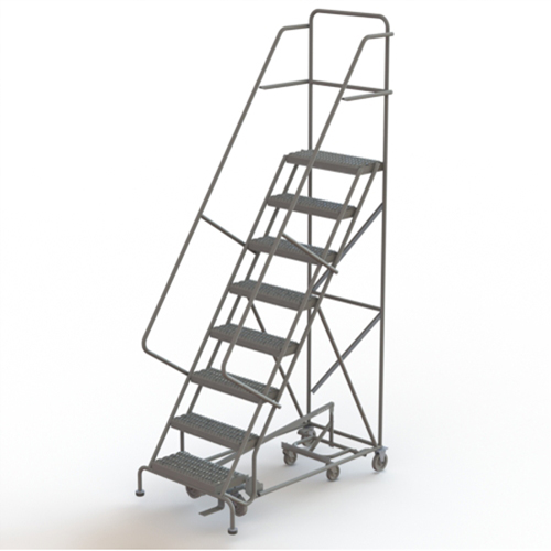 All Directional Rolling Ladder, 8 Steps, 24" Step Width, 80" Platform Height, Steel Oxymax Inc