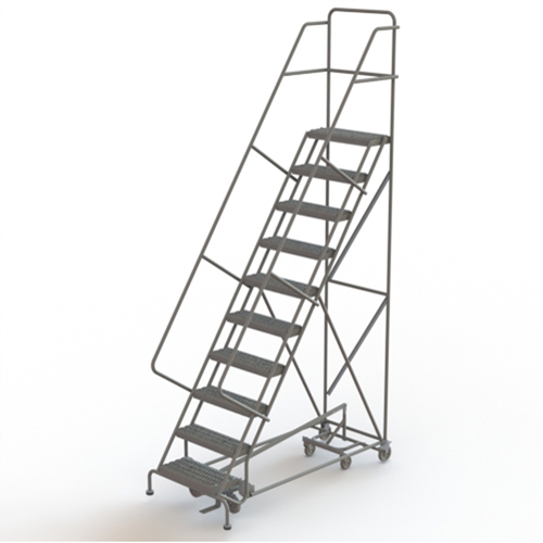 &eacute;chelles roulantes multidirectionnelles, 10 marches, Largeur de la marche 24", Hauteur de la plateforme 100", Acier Oxymax Inc