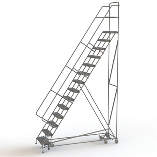 &eacute;chelles roulantes multidirectionnelles, 14 marches, Largeur de la marche 24", Hauteur de la plateforme 140", Acier Oxymax Inc