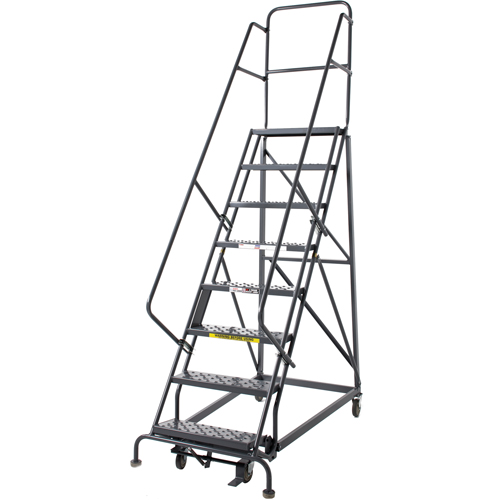 Heavy Duty Rolling Ladder, 8 Steps, 24" Step Width, 80" Platform Height, Steel Oxymax Inc