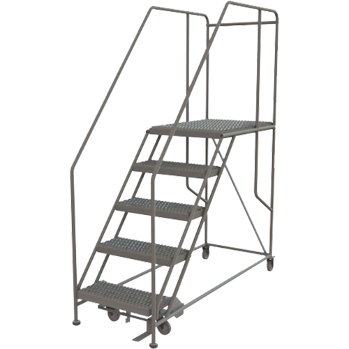 Mobile Work Platform, Steel, 5 Steps, 50" H, 35" D, 24" Step, Serrated Oxymax Inc