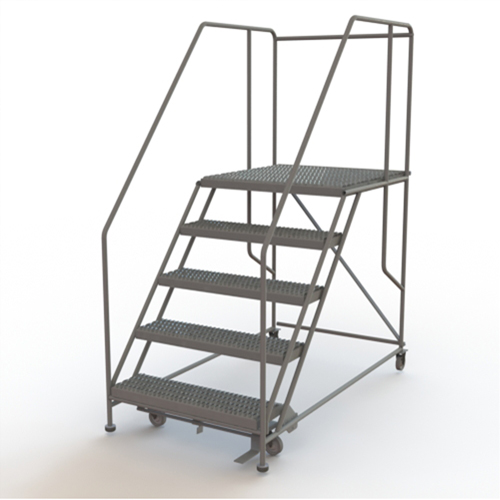 Mobile Work Platform, Steel, 5 Steps, 50" H, 36" D, 36" Step, Serrated Oxymax Inc