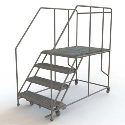 Mobile Work Platform, Steel, 4 Steps, 40" H, 48" D, 36" Step, Serrated Oxymax Inc