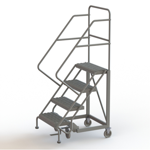 Safety Slope Rolling Ladder, 4 Steps, Serrated, 50° Incline, 40" High Oxymax Inc