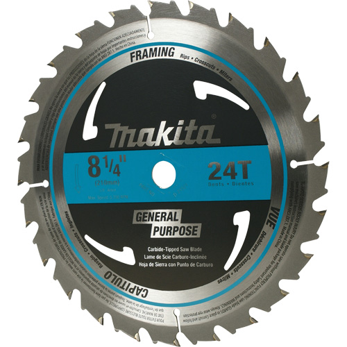 Lame de scie circulaire pour charpente &agrave; pointes au carbure, 8-1/4", 24 dents, Pour Bois Oxymax Inc