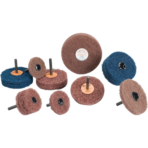 Standard Abrasives Buff & Blend Wheel, 3" Dia. x 1/4" W, 1/4" Arbor, Aluminum Oxide Oxymax Inc