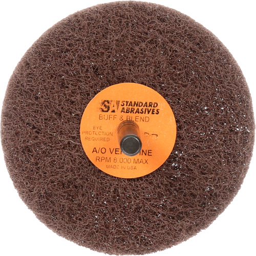 Standard Abrasives Buff & Blend Wheel, 3" Dia. x 1" W, 1/4" Arbor, Aluminum Oxide Oxymax Inc