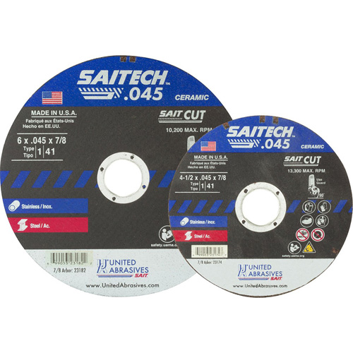 Meule &agrave; tronçonner, 17" x 0,045", Arbre de 5/8", Type 1, Oxyde d'aluminium/C&eacute;ramique, 8500 Tr/min Oxymax Inc