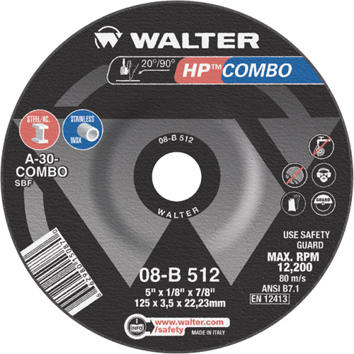HP Combo Depressed Center Combination Wheel, 5" x 1/8", 7/8" Arbor, Type 27 Oxymax Inc