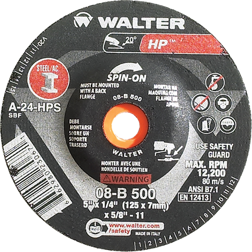 HP Spin-On Grinding Wheel, 5" x 1/4", 5/8"-11 Arbor, Type 27S Oxymax Inc