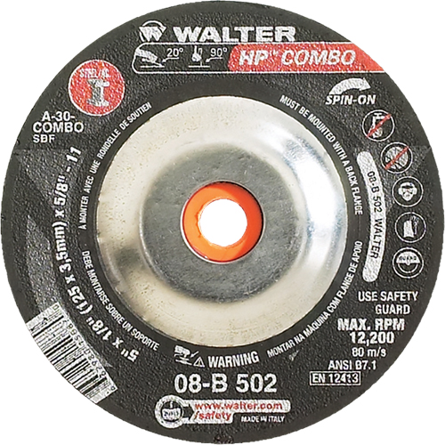 Meule combin&eacute;e HP Combo vissable, 5" x 1/8", Arbre de 5/8"-11, Type 27S Oxymax Inc