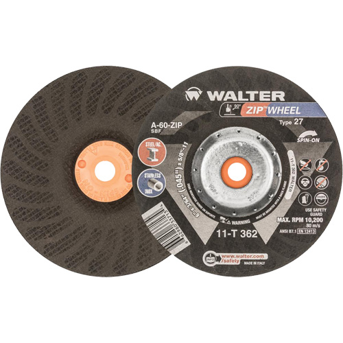 Meules &agrave; tronçonner renforc&eacute;es Zipcut vissables pour scies circulaires, 6" x 7/8", Arbre de 5/8"-11, Type 27, Oxyde d'aluminium, 10 200 Tr/min Oxymax Inc