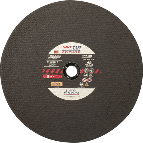 Chop Saw Wheel, 12" x 0.093"/3/32", 1" Arbor, Type 1, Aluminum Oxide, 5100 RPM Oxymax Inc