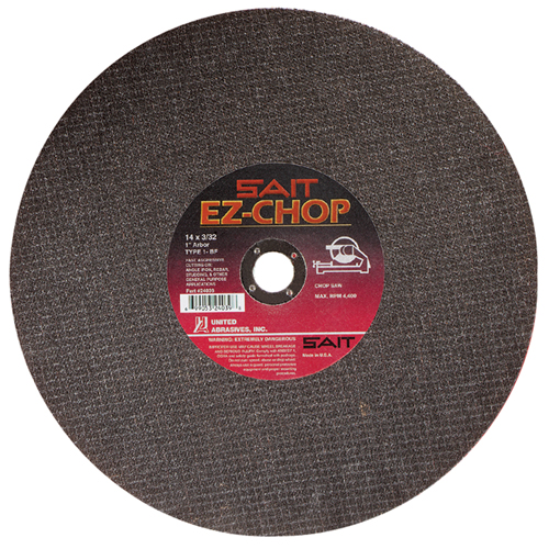 EZ-Chop&reg; Chop Saw Wheel, 14" x 3/32", 1" Arbor, Type 1, Aluminum Oxide, 4400 RPM Oxymax Inc