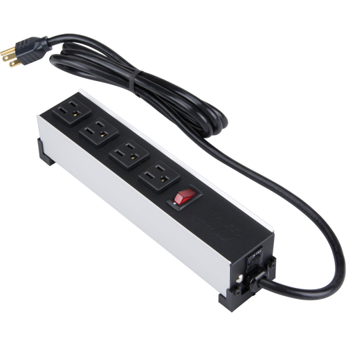 Indoor Brushed Aluminum Power Bar, 4 Outlet(s), 6' Oxymax Inc