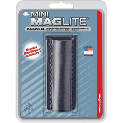 Leather Belt Holster for 2-Cell AA Flashlights, Flashlight Holder, Leather, 1 Pockets Oxymax Inc