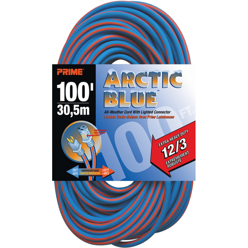 Arctic Blue TPE-Rubber Locking Extension Cord, All-Weather, SJEOW, 12/3 AWG, 15 A, 100' Oxymax Inc