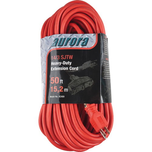 Vinyl Extension Cord, Outdoor, SJTW, 14/3 AWG, 15 A, 3 Outlet(s), 50' Oxymax Inc