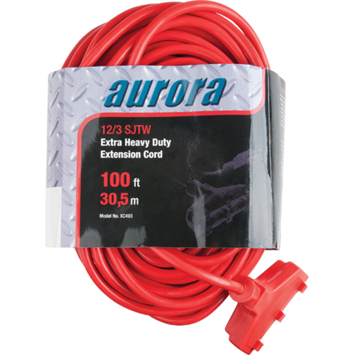 Vinyl Extension Cord, Outdoor, SJTW, 12/3 AWG, 15 A, 3 Outlet(s), 100' Oxymax Inc