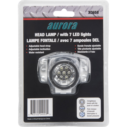 Lampe frontale, DEL, 28 lumens, 20 hres de fonctionnement, piles AAA Oxymax Inc