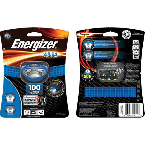 Vision Headlamp, LED, 100 Lumens, 10 Hrs. Run Time, AAA Batteries Oxymax Inc