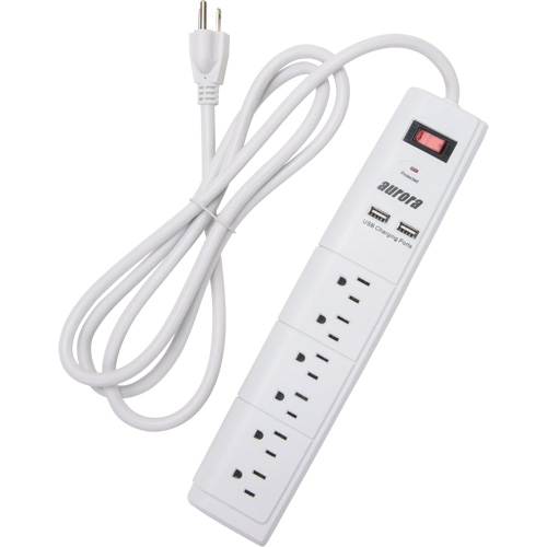 USB Charging Surge Protector, 6 Outlets, 1200 J, 1875 W, 6' Cord Oxymax Inc