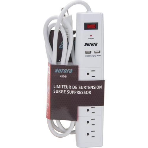 USB Charging Surge Protector, 6 Outlets, 1200 J, 1875 W, 6' Cord Oxymax Inc