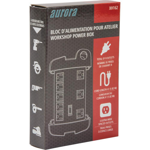 Protecteur de surtension &agrave; prise multiple pour l'atelier, 8 Prises, 1350 J, 1875 W, Cordon 6' Oxymax Inc