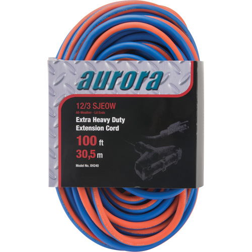 TPE-Rubber Extension Cord with Light Indicator, All-Weather, SJEOW, 12/3 AWG, 15 A, 3 Outlet(s), 100' Oxymax Inc