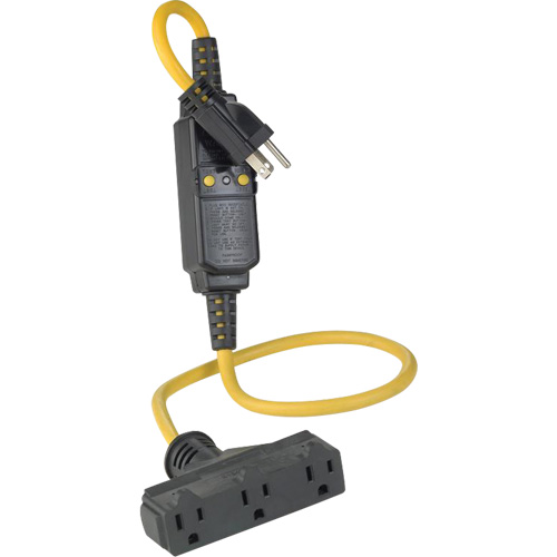 Rallonge et connecteur DDFT en ligne &agrave; trois branchements, 120 V, 15 A, Cordon de 3' Oxymax Inc