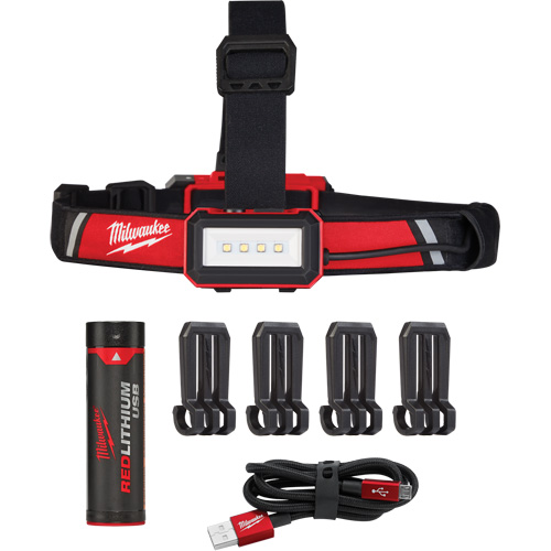 Low-Profile USB Headlamp, LED, 600 Lumens, 2 Hrs. Run Time, Rechargeable Batteries Oxymax Inc