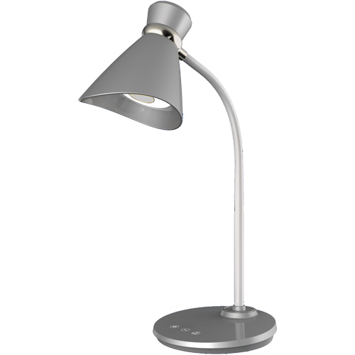 Desk Lamp, 6 W, LED, 16" Neck, Silver Oxymax Inc