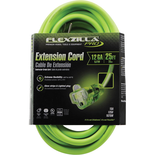 Flexzilla&reg; Pro Industrial Extension Cord, All-Weather, SJTW, 12/3 AWG, 15 A, 25' Oxymax Inc